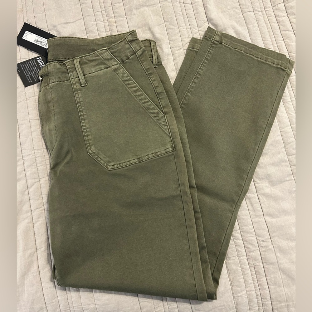 PAIGE Mayslie Straight Leg Pants in Vintage Ivy Green - Picture 7 of 7